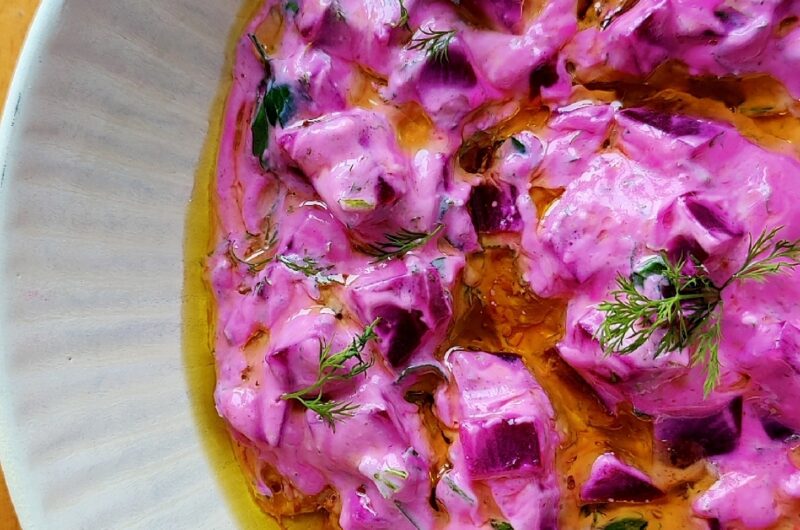 Persian Beet Yogurt Dip (Borani Laboo)