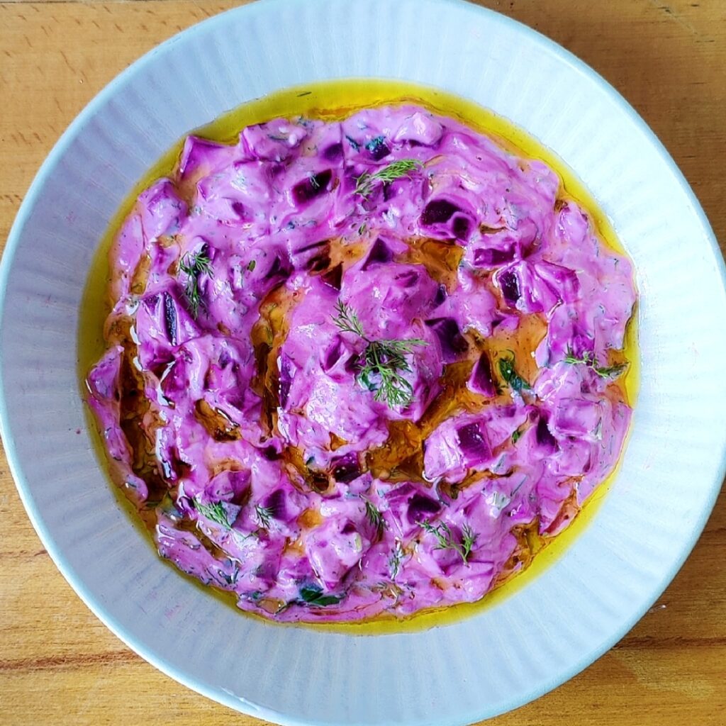 beet yogurt dip borani laboo