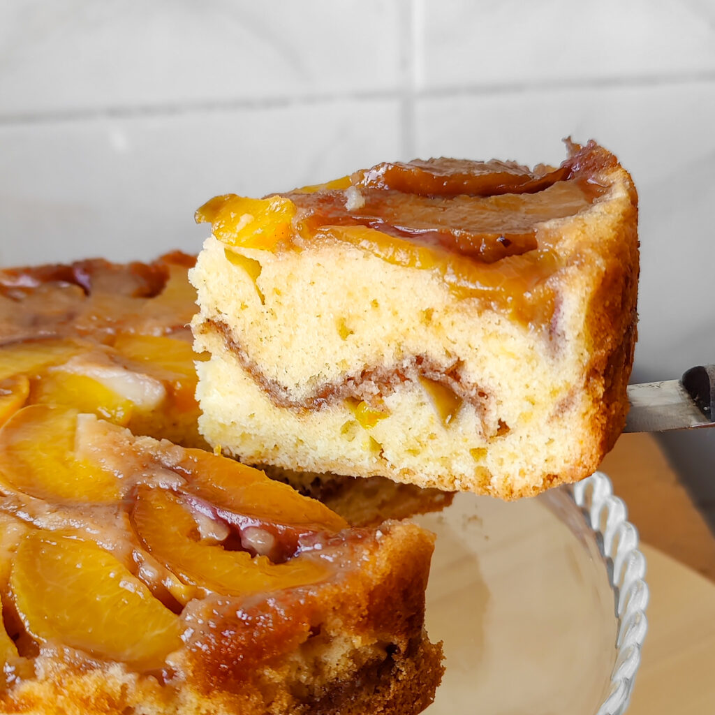 peach crumble upside down cake