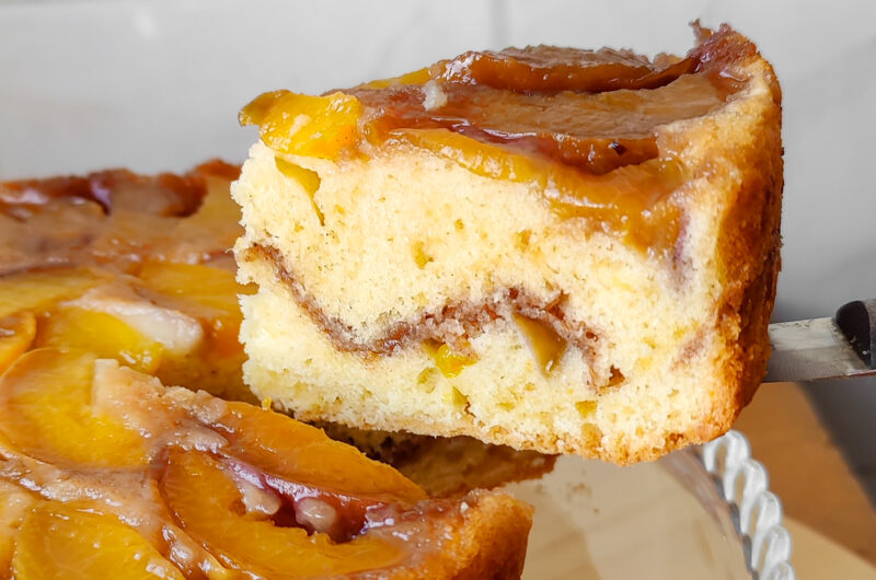 Peach Crumble Upside-Down Cake