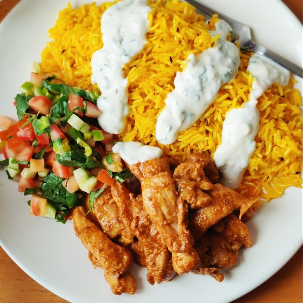 tandoori chicken with saffron zeera rice