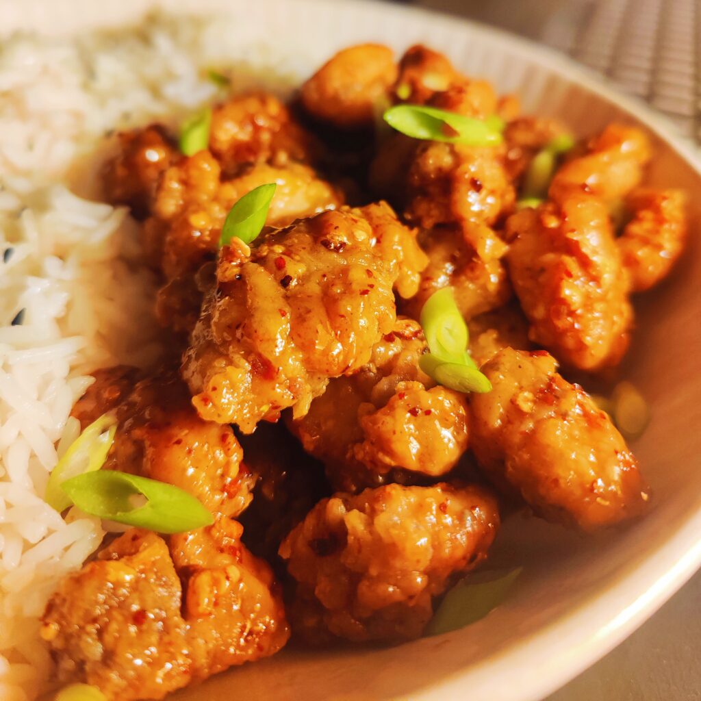 hot honey garlic popcorn chicken