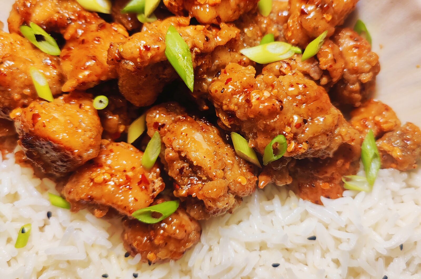 Hot Honey Garlic Popcorn Chicken