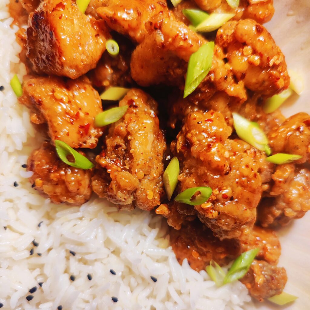 hot honey garlic popcorn chicken